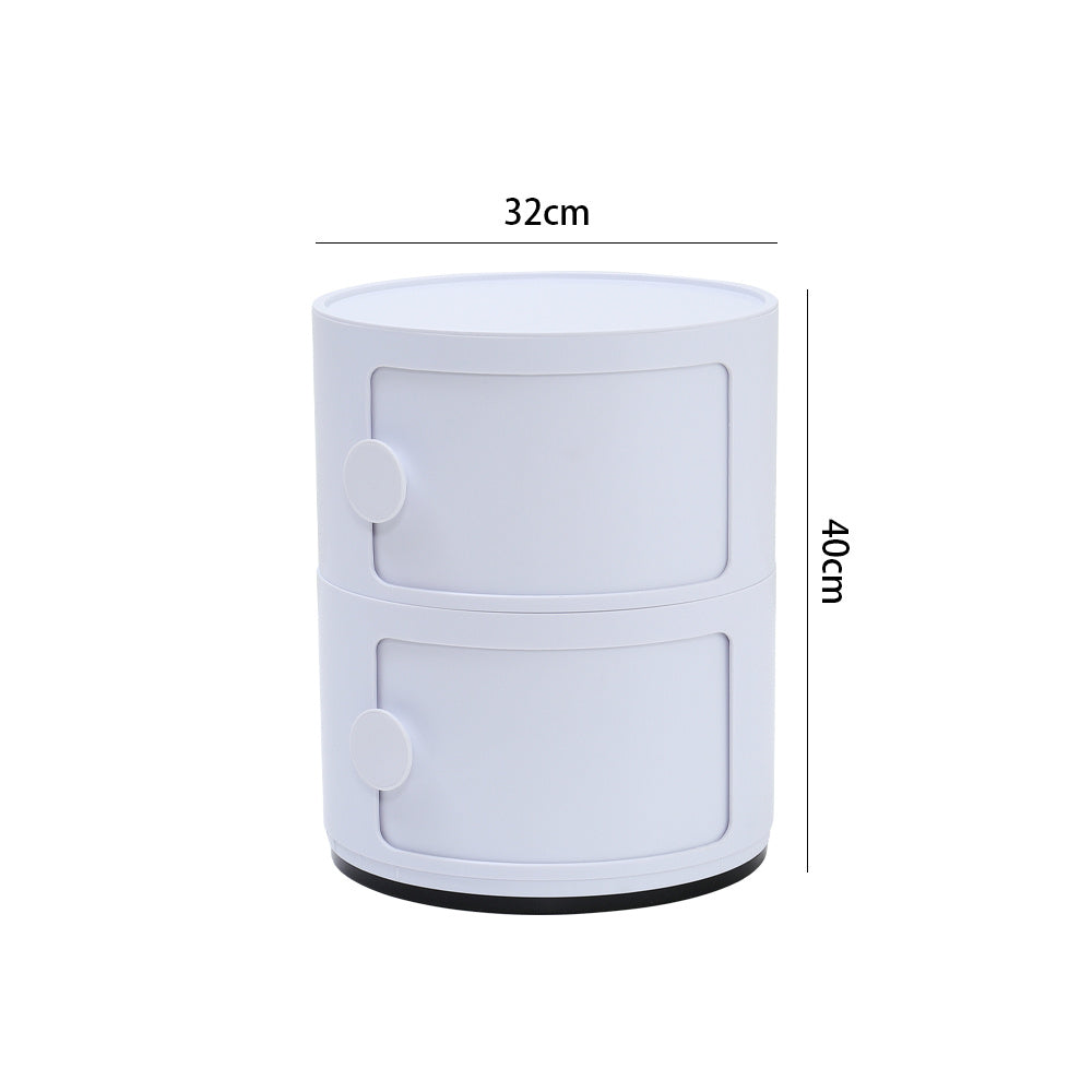 White 40cm Round 2 tiered Drawer Storage Unit Organizer