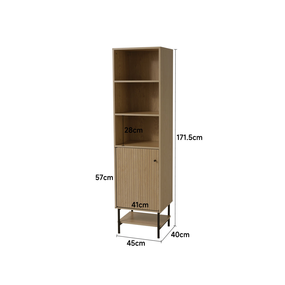 Freestanding Wooden Tall Cabinet with Bottom Shelf