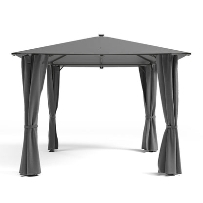 Metal Gazebo with Lights Dark Grey