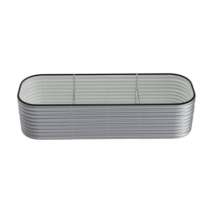 Silver 240cmW x 56cmH Oval Shaped Galvanized Steel Raised Garden Bed