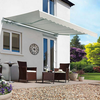 Outdoor Retractable DIY Manual Patio Awning Canopy Garden Shade Shelter, Grey 350x300CM