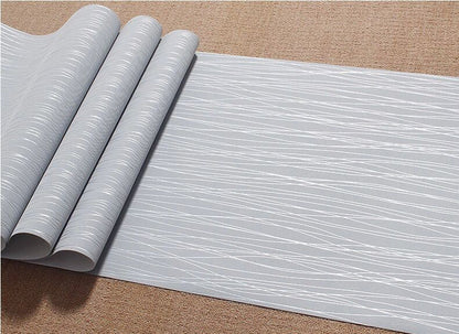 10M 3D Crushed Silk Striped Grey Silver Textured Wallpaper for Living Room