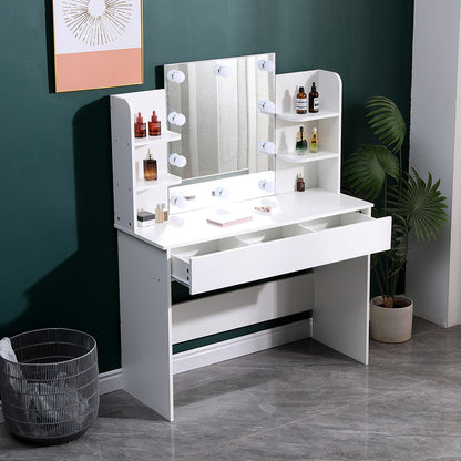 White 108cm Modern Hollywood Vanity Desk with Lighted Mirror