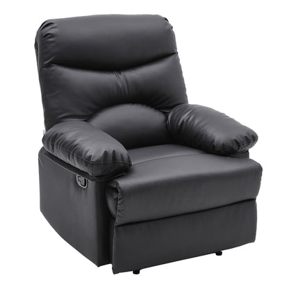 Black Manual Faux Leather Recliner Armchair