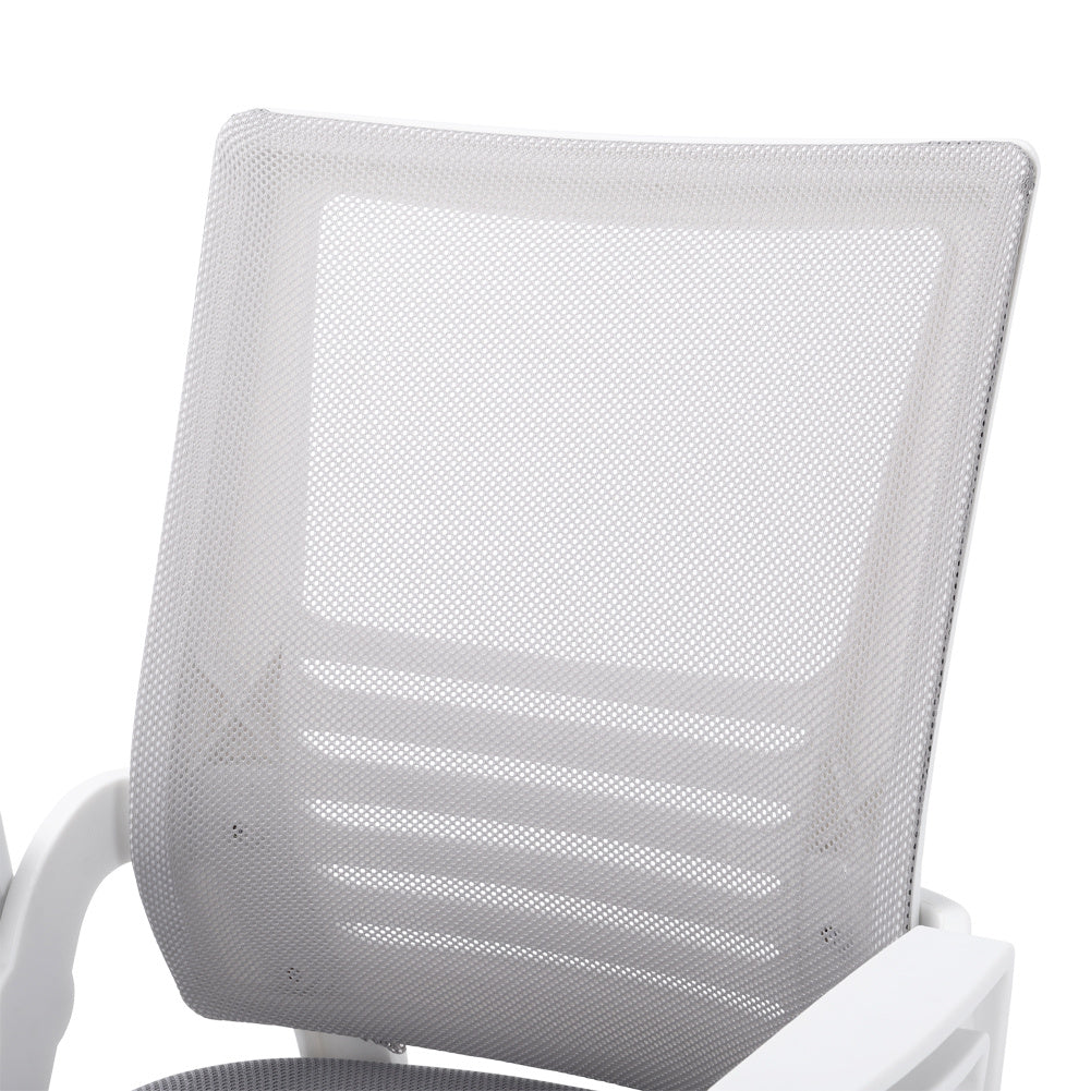 Mesh Office Chair Ergonomic Design with White Flip up Armrests, Grey