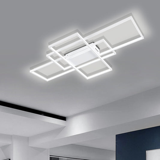 Modern Rectangle LED Chandelier Ceiling Light , 90CM Cool White