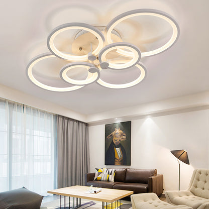 Round LED Dimmable Chandelier Ceiling Light With Remote 6 Head