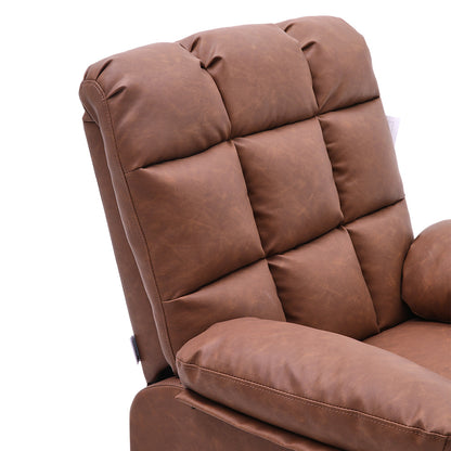 Brown Faux Leather Upholstered Recliner Armchair