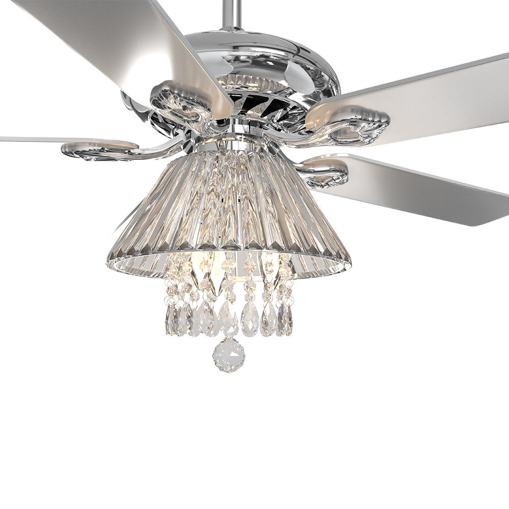 52 Inch Modern 5 Wood Blade Ceiling Fan Chandelier