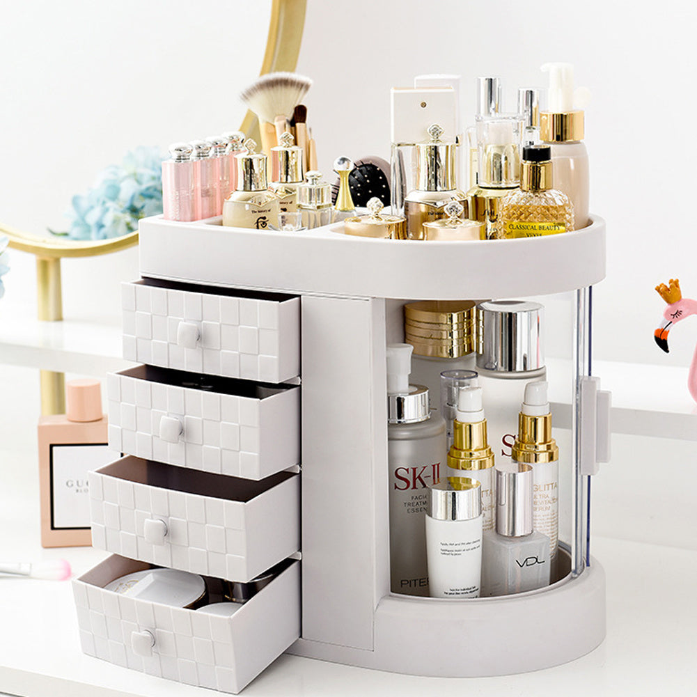 White Acrylic Makeup Cosmetic Organizer with 4 Drawers