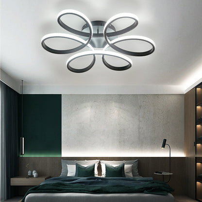 Modern Petal LED Chandelier Ceiling Light Black 58CM Cool White