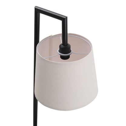 Metal Tray Table Floor Lamp with Linen Lampshade