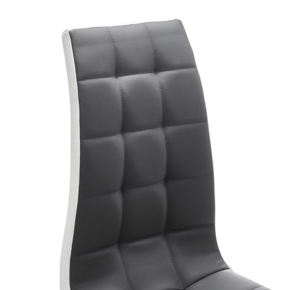 Grey Faux Leather Dining Chair with Metal Legs