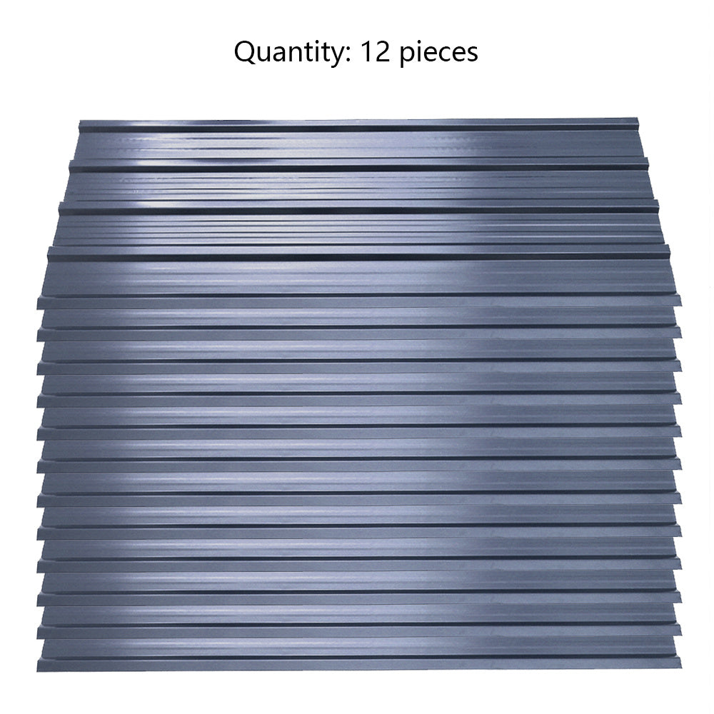 Charcoal Black Set of 12 Steel Corrugated Panels