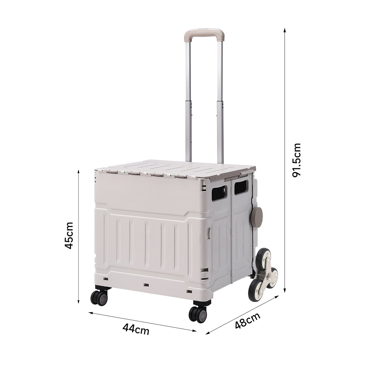 White 75L Collapsible Rolling Utility Crate Shopping Cart with 8 Wheels
