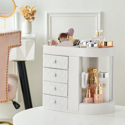 White Acrylic Makeup Cosmetic Organizer with 4 Drawers