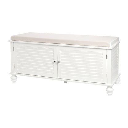 White Shutter Door Shoe Cabinet Storage Bench