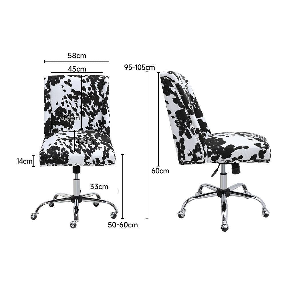 Velvet Office Chair Black and white spots 5-Claw Metal Legs