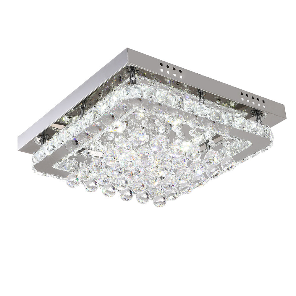 40CM Square LED Crystal Chandelier Pendant Ceiling Light, Cool White