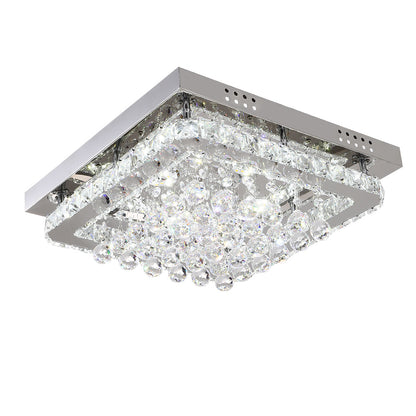 40CM Square LED Crystal Chandelier Pendant Ceiling Light, Cool White