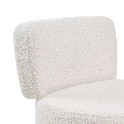 Cream Faux Fur Vanity Stool Chair with Metal Legs