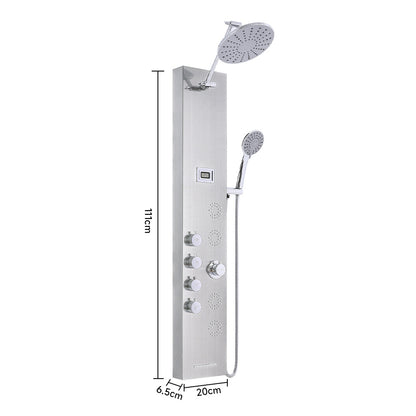 Silver Adjustable Shower Panel with Body Massage Jets