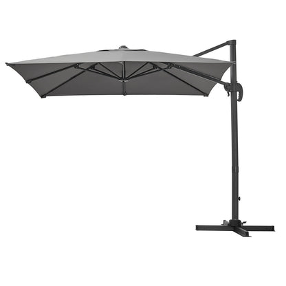 2.5M Dark Grey Garden Roma Tilting Aluminium Cantilever Parasol With Cross Base