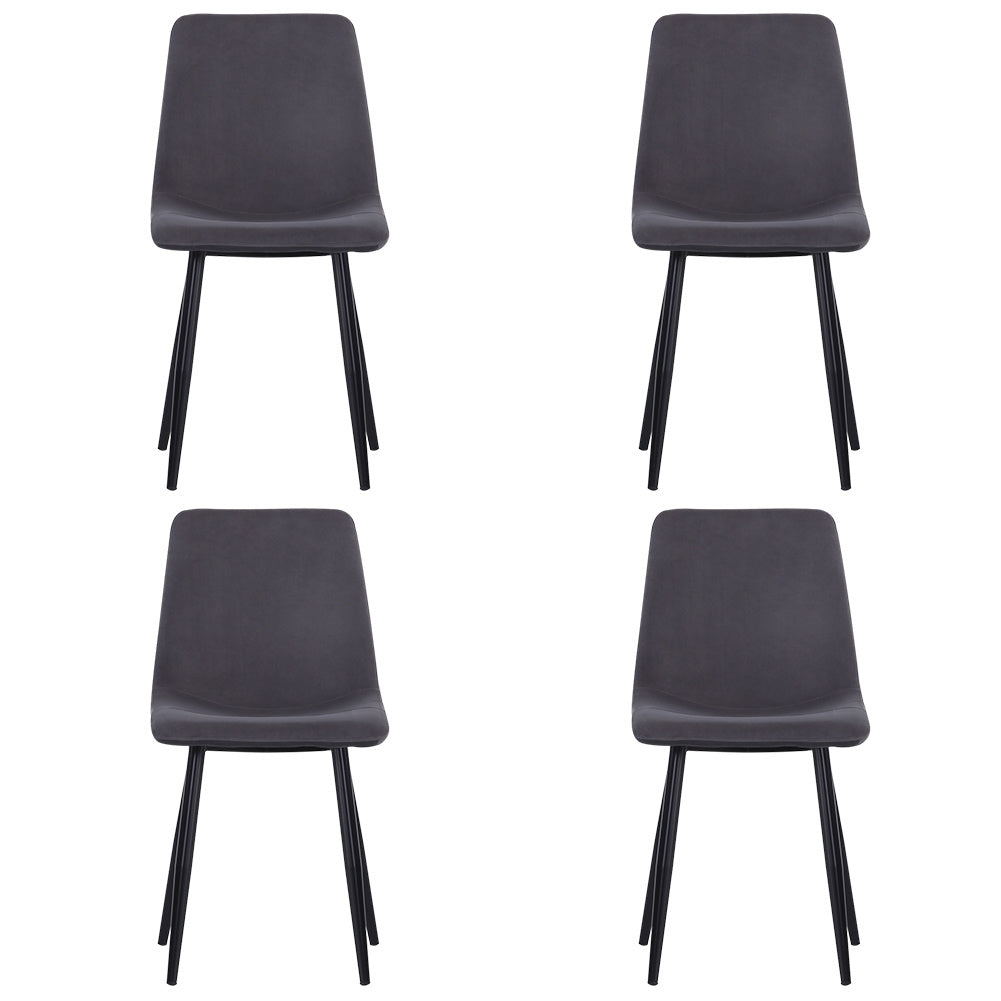 Set of 4 Curved Frosted Velvet Dining Chairs Grey