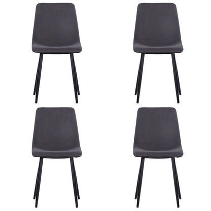 Set of 4 Curved Frosted Velvet Dining Chairs Grey