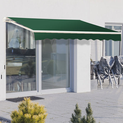 Outdoor Retractable DIY Manual Patio Awning Canopy Garden Shade Shelter, Green 250x200CM