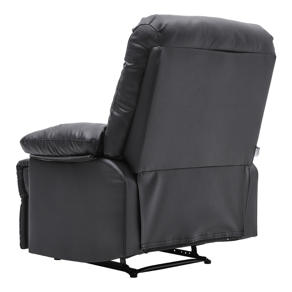 Black Manual Faux Leather Recliner Armchair