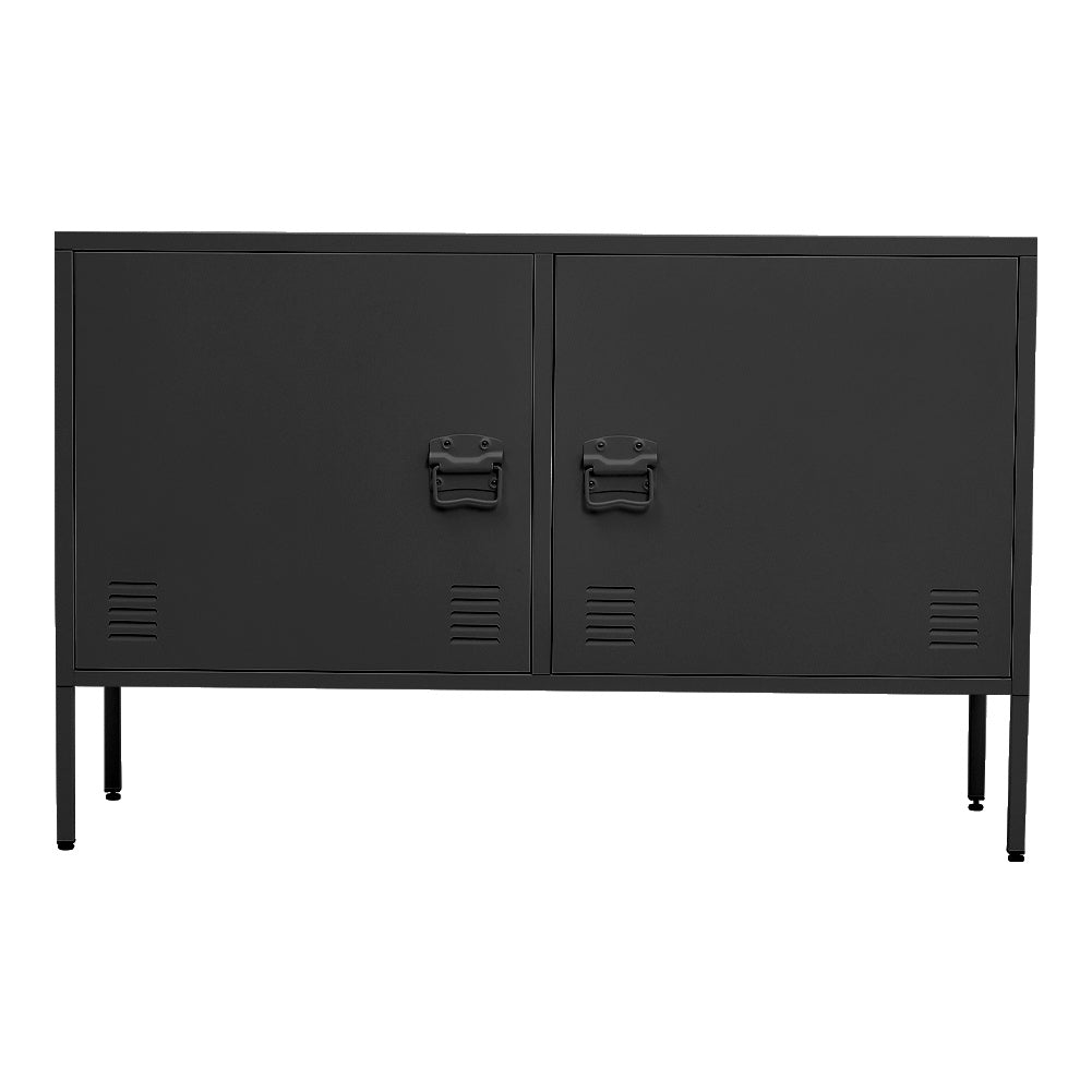 Large Metal Filing Cabinet 2 Storage Shelves Black