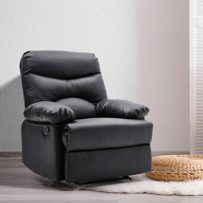 Black Manual Faux Leather Recliner Armchair