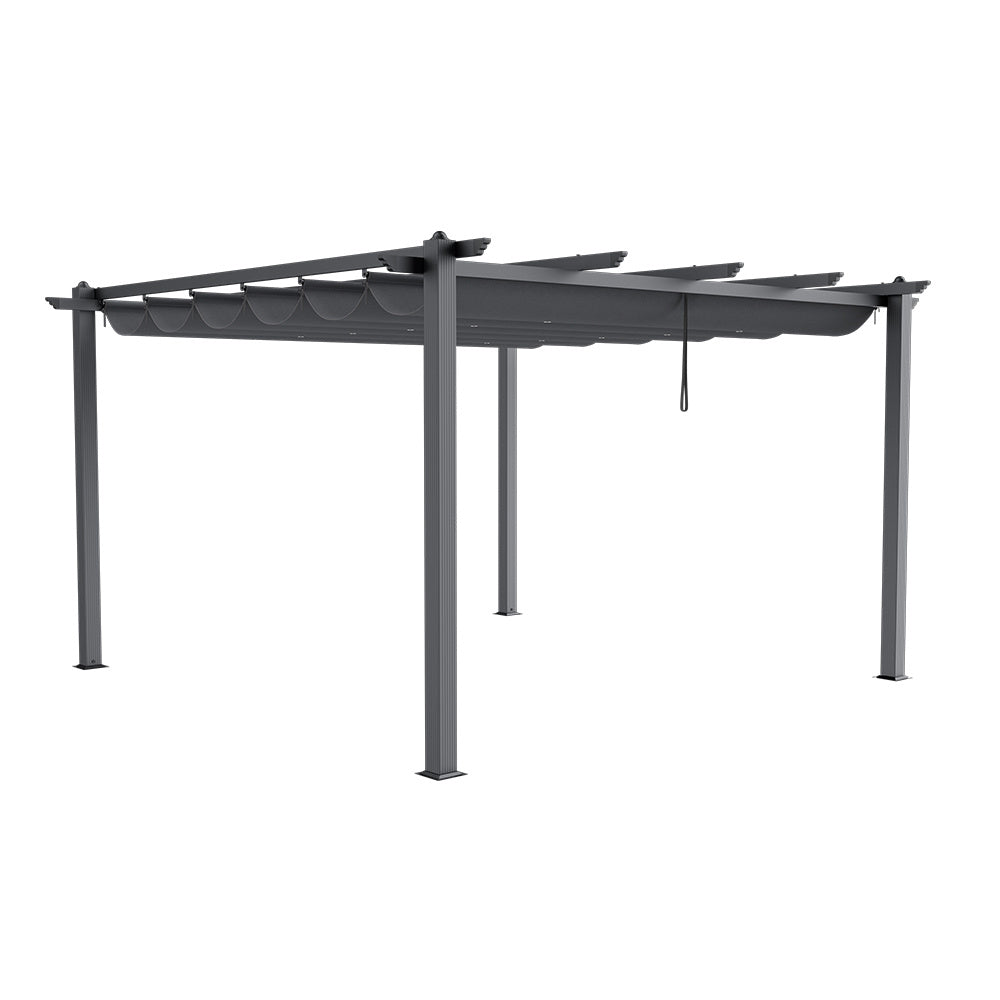 4x4M Black Outdoor Aluminum Patio Pergola with Charcoal Grey Canopy