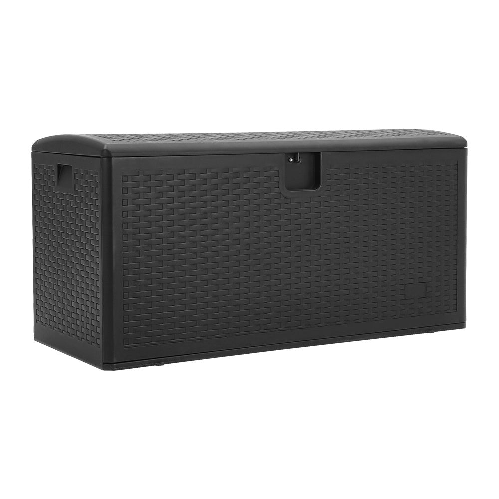 Black 99 Gallon Rattan Outdoor Deck Box
