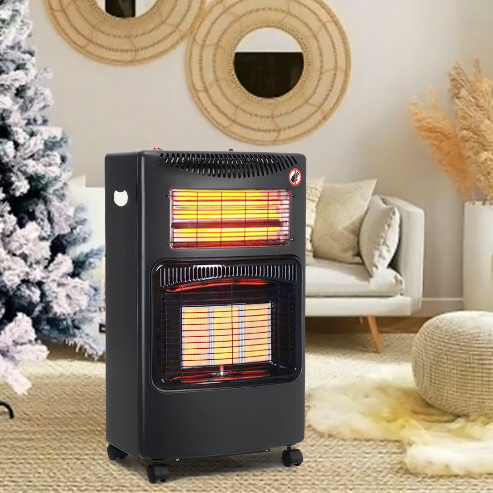 4.2kW Mobile Over Gas Space Heater, Black