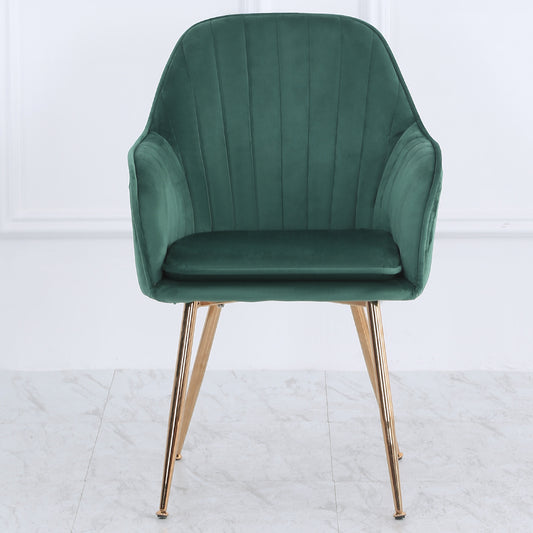 Set of 2 Velvet Dining Chairs with Pad Green