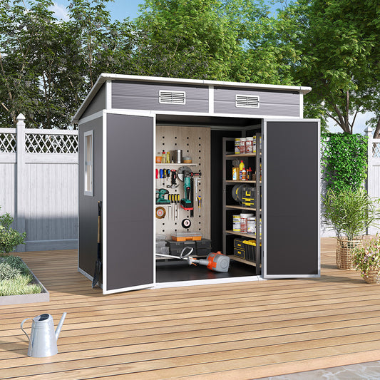 194.1cm W Outdoor Plastic Garden Storage Shed