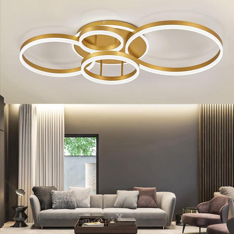 Modern Round LED Chandelier Ceiling Light  5 Circle Cool White