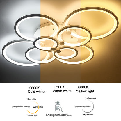 Round LED Dimmable Chandelier Ceiling Light With Remote 8 Head