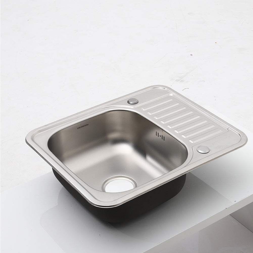 Stainless Steel Single Kitchen Sink Modern Square Laundry Topmount