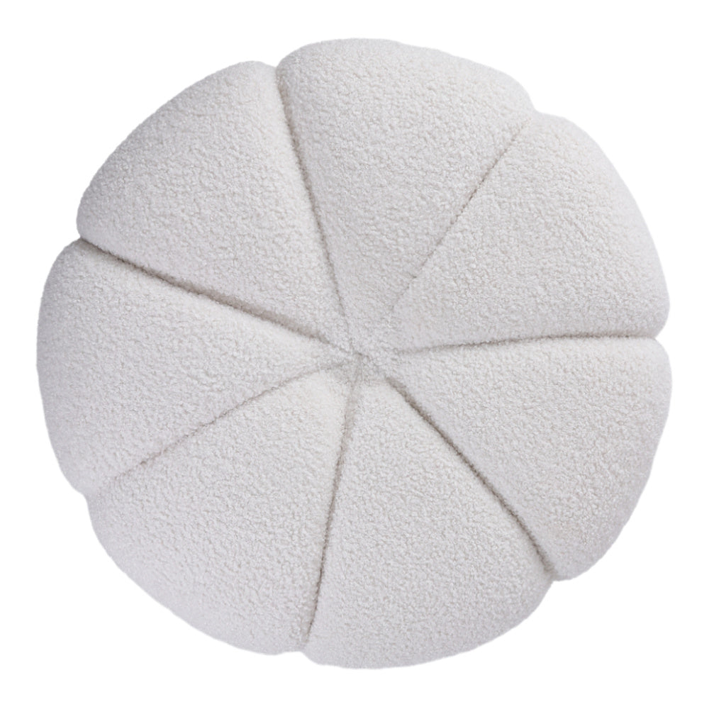 Round Shape Teddy Fabric Footstool White