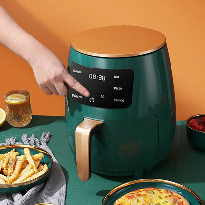 4L Electric Air Fryer With Non-Stick Basket LCD Digital Screen Green