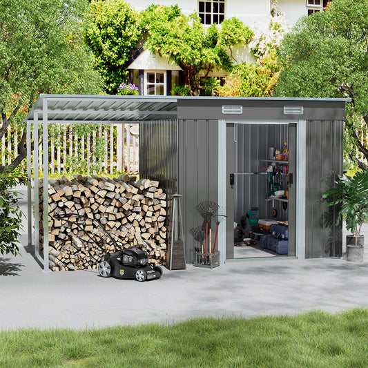 Outdoor Metal Storage Shed with Lean-to