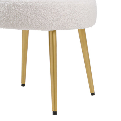 Cream Faux Fur Vanity Stool Chair with Metal Legs