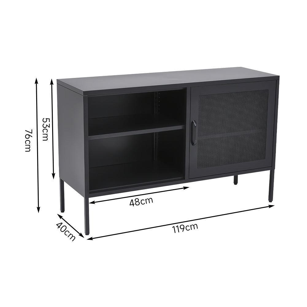 Metal Storage Sideboard Cabinet TV Stand Black