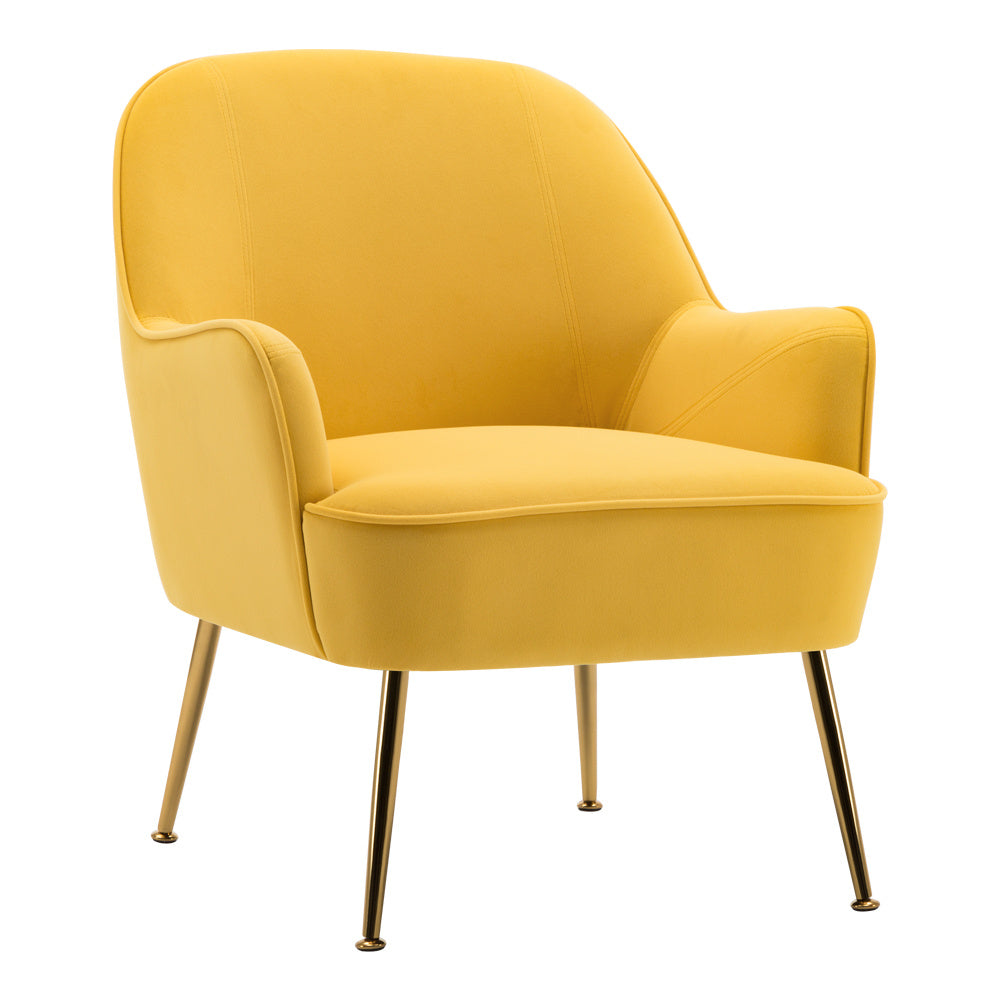 Leisure Velvet Armchair, Yellow