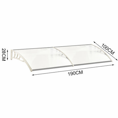 Door Canopy Awning Window Rain Snow Shelter Curved Sheet, White 190CM