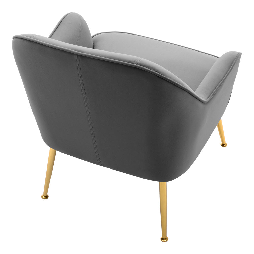 Leisure Velvet Armchair, Light Grey