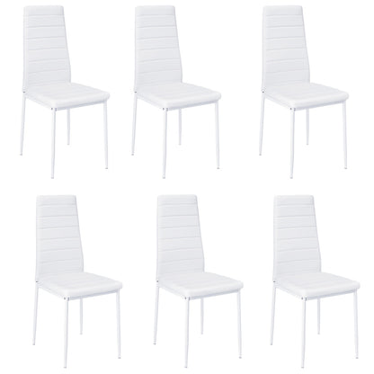 Set of 6 PU Leather Padded Seat Metal Legs Dining Chair White